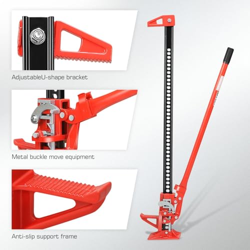 DNA Motoring 48'' Universal Farm Jack 3 ton 6600lbs Capacity Utility High Lift Farm Jack Ratcheting Off Road Jack for Car Truck Tractor SUV ATV UTV TOOLS-00765