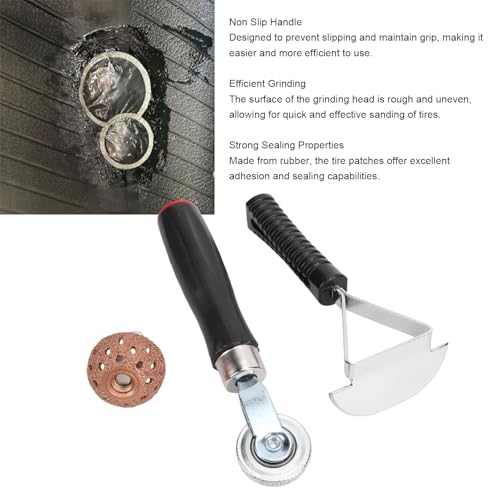 Tire Patch Roller Kit Non Slip Handle Efficient Sealing Automotive Tyre Repair Stitcher Tool Kit