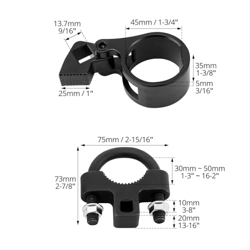 QWORK Inner Tie Rod Removal Tool with 3/8'' & 1/2'' Drive Sizes, 27-44mm Tie Rod End Wrench Tool for Tight Spaces