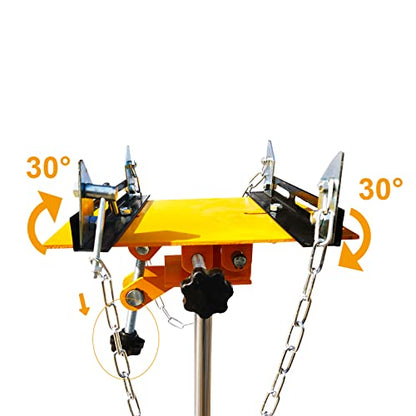 Transmission Jack, 1600 LBS Capacity Adjustable Height Hydraulic Transmission Jack, 2 Spring High Lift Vertical Telescoping Floor Jack Stand,360°Swivel Wheel W/Brakes (1600lbs, Yellow) (Yellow) - color: Yellow
