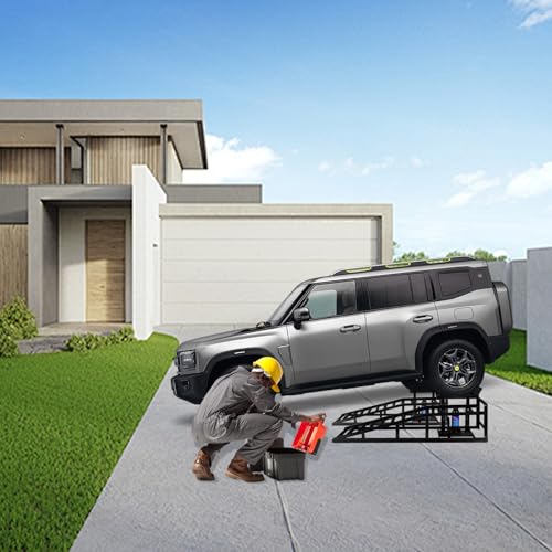 5T 11000lbs 2-Pack Hydraulic Car Ramps,Hydraulic Vehicle Ramps Assemble Easily,Automotive Ramps for Oil Changes,Low Profile Car Ramp for Home Garage, Auto Garage Repair. - color: Black