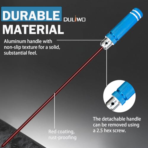Long Screwdriver 10.5 Inch Flat Head Screwdriver | Aluminum alloy handle with detachable design, red coated rust-resistant tip, high torque durable screwdriver for heavy use
