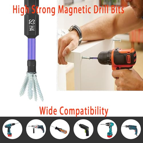 10PCS 1/4 Inch Hex Impact Bit Set, S2 Steel Magnetic Screwdriver Drill Bits for Impact Driver, 2" Long, Machined with Storage Case
