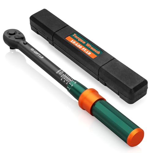 3/8 inch Drive Click Torque Wrench, 10-120 Ft-lb, ±3% Accuracy | 72-Tooth, Dual Direction Reversible Ratchet, Quick Release, for Motorcycle, Car, Spark plugs, Brake & Lug nuts - size: 10-120 ft.lb（3/8-Inch）
