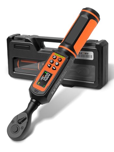 Kerry 3/8 Inch Drive Digital Torque Wrench 0-44.25ft.lb, ±2% High Accuracy | Five Units of Measure,LED and Buzzer Notification, Easy to Read and Operate, 72 Tooth for Bike Motorcycle - size: 3/844ft.lb