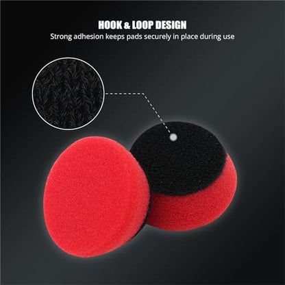 SPTA Red T10 Mini Ultra-Fine Finishing Foam Polishing Pads, 5Pcs 1.3inch/32mm Sponge Polishing Buffing Pads, Car Foam Detail Polishing Pad Kit for Car Detail Polishing, Small Area Polishing -FPTSS1R - color: 5Pcs Red T10 Ultra-Fine Finishing Pad, size: 1.