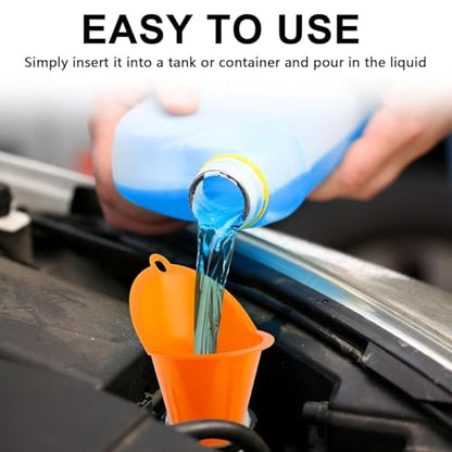 UCS 1123 QuickFill Spill Saver Funnel – Multi-Purpose Long Mouth Fueling Funnel, Wide Opening, Spill-Free Fluid Transfer for Gas, Oil, Coolant & Windshield Washer Fluid – Orange