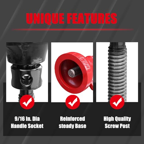 Jack Boss 20 Ton (40,000 LBs) Professional Car Support Screw Jack for House Construction Bridge Stabilization, Red - size: 20 TON