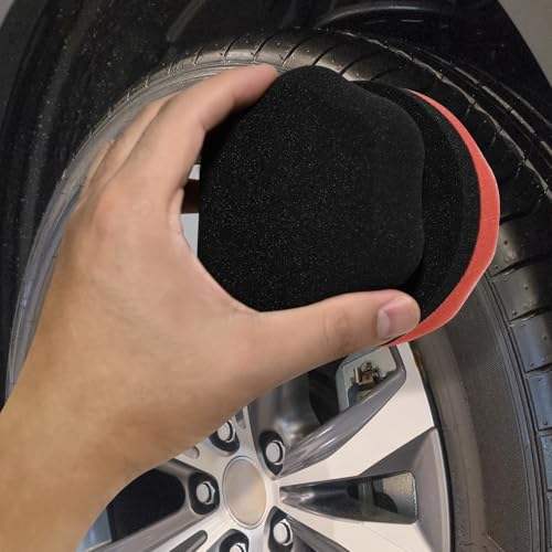 2 Pack Large Tire Hex Tire Shine Applicator Pads (Red+Black) | Durable and Reusable Grip Applicator, For Tire Polishing Car Cleaning - color: Red+Black