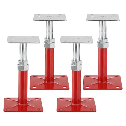 5-8" Screw Jacks, 5000lbs House Floor Jacks, Mini Foundation Jacks | Adjustable Crawl Space Jacks For House Leveling, Basement Support, Beam & Floor Sagging Repair, 4 Pack, Red - size: 4X