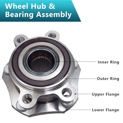 513357 Front Wheel Bearing Hub Assembly for Nissan Rogue Sport Qashqai 2014 2015 2016 2017 2018 2019 2020 2021 2022 2023 (2PCS) - size: 513357