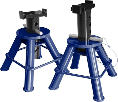 TCE 10 Ton (20,000 lb) Capacity Heavy Duty Steel Jack Stands, Low Profile, 2 Pack, T70070, Blue - style: 10 ton heavy duty