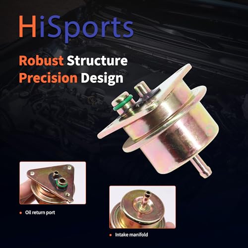HiSport PR15T Fuel Injection Pressure Regulator - 2.7BAR Compatible with Ford Aerostar Bronco E-150 E-250 Tempo, Lincoln Continental Mark VII VIII, Mazda B2300, Mercury Capri Cougar LN7 Lynx Sable - size: HSFPR15T