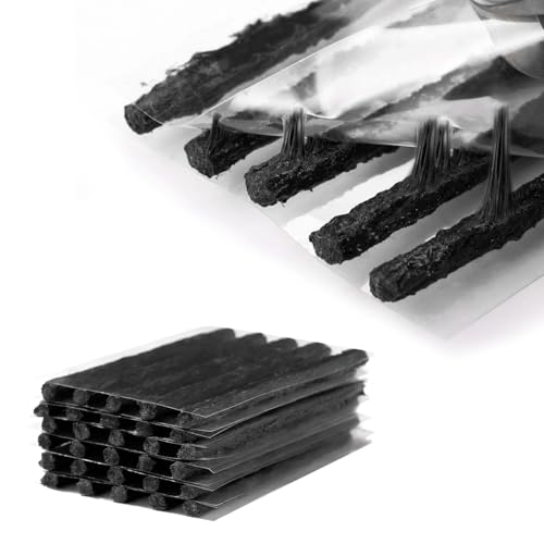 30 PCS Tire Repair Strings, 4" Heavy Duty Rubber Flat Tire Repair Sealing Strip Kit, Professional Tubeless Off-Road Tire Patch Plugs for Cars Bikes ATVs UTVs Wheelbarrows (Black) - color: Black