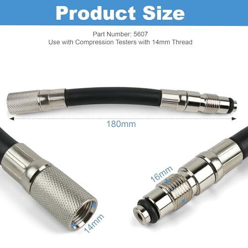 14mm Compression Tester Adapter 5607 for 2004 and Newer Ford | Compatible With 4.6 and 5.4 L, 3 valve Triton V-8 Engines