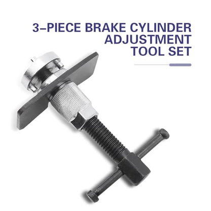 Car Brake Pad Replacement Tool, Disc Brake Caliper Compression Tool Kit, Anti-rust Piston Rewind Device with 2 Adapters and C-shaped Plate, Universal Repair Accessory for Cars (Silver)
