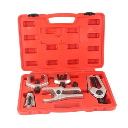 5pcs Front End Suspension Ball Joint Tie Rod Separator Puller Set, Heavy - Duty Carbon Steel Repair Tool Kit with Blow Mold Case for Auto Mechanics, Jaw Spreads up to 2 -