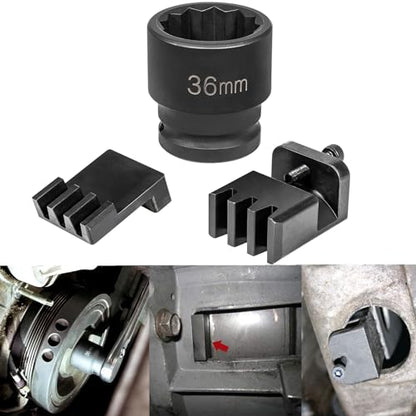 Sunluway 22100 Flywheel Locking Tool with 36mm 3/4" Drive Harmonic Balancer Socket for 6.6L Duramax Engine