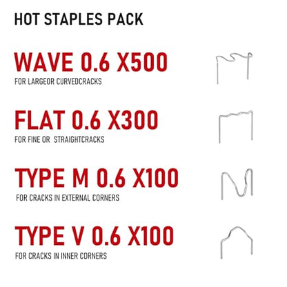 RX WELD 2-in-1 Plastic Welder, 1000PCS Hot Stapler Repair Kit | Soldering Iron, Repair for Automotive Car Bumper DIY, Patent Number D1052628 - color: Red