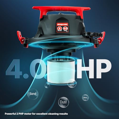 Shop-Vac 5430162 Wet/Dry Vacuum, 5 Gallon | 4 Peak HP, 1-1/4 Inch Diameter x 7 Foot Hose, 6 Foot Cord, Ideal for Jobsite, Garage, Workshop & Home