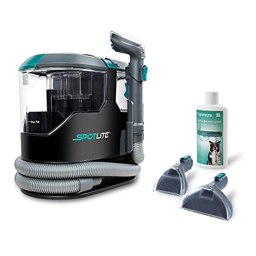 Kenmore KW2001 SpotLite Portable Carpet Spot Cleaner & Pet Stain Remover, 17Kpa Powerful Suction with Versatile Tools for Upholstery, Couches, Car and Auto Detailer, Gray | 17Kpa Powerful Suction, Versatile Tools for Upholstery, Couches, Car, Auto Detaile