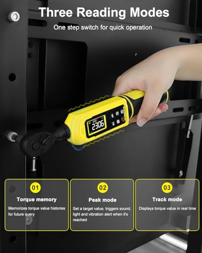 ATsafepro Digital Torque Wrench 1/4 Inch Drive, 4-265.6 in.lbs with Display & 5 Units, ±2% Accuracy, Vibration/Buzzer/LED Alert, Peak/Track Mode, inch Pound Torque Wrench for Bike, Auto, Home Repair - style: 1/4" 4-265.6 IN.LB Digital Torque Wrench