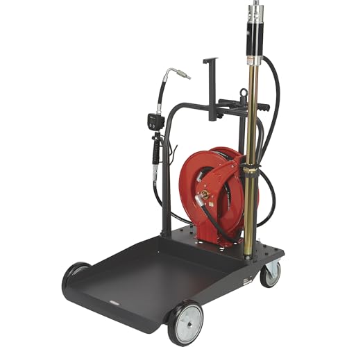 Ironton Mobile Oil Pump Kit, 3.7 GPM, Air Hose Reel 50ft. Retractable | 5:1 pump ratio, controlled fluid transfer, shop/fleet maintenance, easy service access, organized hose handling