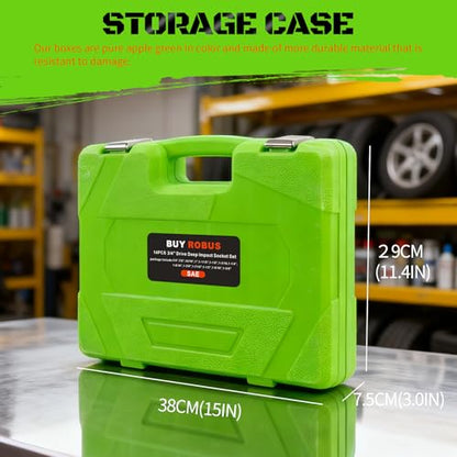 3/4 inch Drive Impact Socket Set, 14 Piece Heavy Duty CR-MO Deep and Jumbo Sockets 6 Point Design, SAE 3/4" to 1-9/16", for Large Vehicle and Apparatus Maintenance - color: 14pcs 3/4" Sae