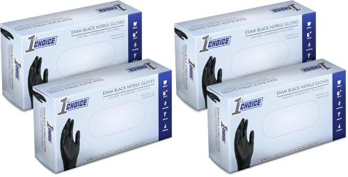1st Choice Black Nitrile Gloves Disposable Latex Free - Exam Grade Black Gloves for Cooking, Medical, Dental, Cleaning - 4mil - size: X-Large, style: 2 Boxes of 100
