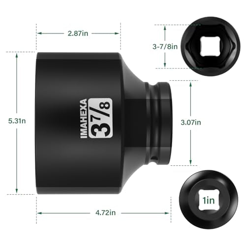 1" Drive Shallow Impact Socket,3-7/8 Inch SAE Jumbo Socket,CR-MO 6 Point for Easy Removal of Large Axle Nut（SAE) - size: 1 Inch Shallow 3-7/8", style: 1"Drive Shallow Impact Socket