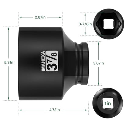 1" Drive Shallow Impact Socket,3-7/8 Inch SAE Jumbo Socket,CR-MO 6 Point for Easy Removal of Large Axle Nut（SAE) - size: 1 Inch Shallow 3-7/8", style: 1"Drive Shallow Impact Socket