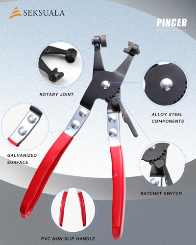 360Pcs 1/5" to 1" (5-25mm) Spring Band Hose Clamps Assortment Kit with Swivel Flat Hose Clamp Plier, SEKSUALA Constant Tension Steel Clamps for Fuel Lines, Silicone,Vacuum Hoses (Grey) - size: Grey-360Pcs-21Size 1/5" to 1"(5-25mm)