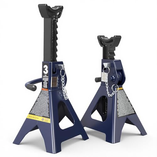 TCE Jack Stands 3 Ton with Double Locking, 11.2-16.7 inch Adjustable Height for Lifting UTV/ATV, Cars, 6000 lb Capacity, 1 Pair - style: 3 ton double locking