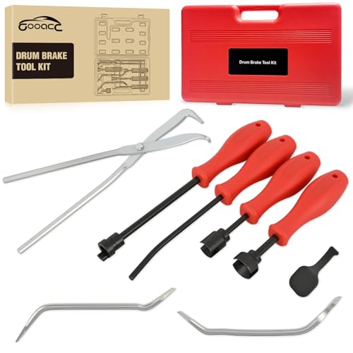 GOOACC 8PCS Drum Brake Tool Kit, Brake Tool Set with Drum Brake Spring Tool Installer, Remover, Compressor, Retainer, Pliers and Adjustment Spoons Set Brake Tools for Automotive Installer Remover Red - color: 8pc Brake Tool Red
