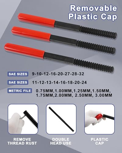 51PCS Thread Restorer Tool, Thread Repair Tool Kit, Thread Files | 22 Taps 24 Dies 3 Thread Files 2 Thread Gauges，Master Thread Rethreading Kit UNC UNF & Metric Thread Chaser Set - size: 51 Thread Repair Set