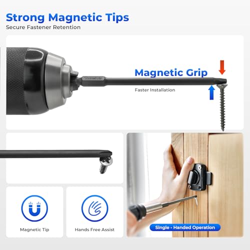 Impact Rated Screwdriver Bit Set, 4" Extended Long Magnetic Power Bits, Premium S2 Steel, Shock-Absorbing Design, 1/4" Hex Shank for Power Drill & Impact Driver (4 Inch Square) - size: 4 Inch Square