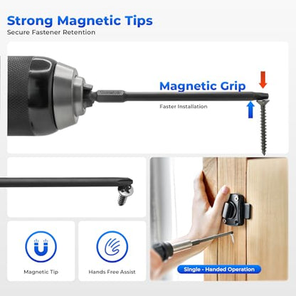 Impact Rated Screwdriver Bit Set, 4" Extended Long Magnetic Power Bits, Premium S2 Steel, Shock-Absorbing Design, 1/4" Hex Shank for Power Drill & Impact Driver (4 Inch Square) - size: 4 Inch Square