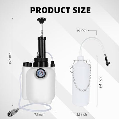 3L Brake Bleeder Kit,Brake Bleeder Vacuum Pump Kit,Brake Fluid Bleeder Kit with 1L Brake Bleeder Bottle and 4 Master Cylinder Adapters,Brake Bleeding Kit Suitable for Most Vehicles (White)