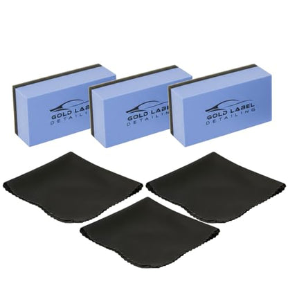 Sponge Applicator Kit 3 Pack with Microfiber Cloths | Perfect for Ceramic Coating, Nano Coating, Glass Coating, Tire Shine Detailing (3" Sponge Kit) - size: 3" Sponge Kit