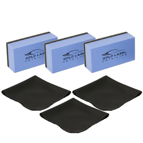 Sponge Applicator Kit 3 Pack with Microfiber Cloths | Perfect for Ceramic Coating, Nano Coating, Glass Coating, Tire Shine Detailing (3" Sponge Kit) - size: 3" Sponge Kit