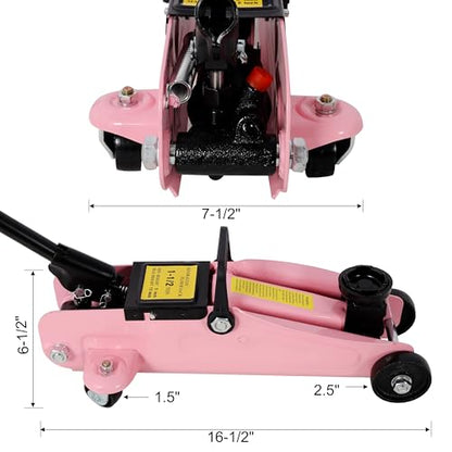1.5T Low Profile Floor Jack–Hydraulic Steel Trolley | 5"-11.8" Lifting Range|Quick-Lift Pump|Compact for Trunk Storage|Waterproof Dustproof Case|Sports Cars,Sedans,SUVs