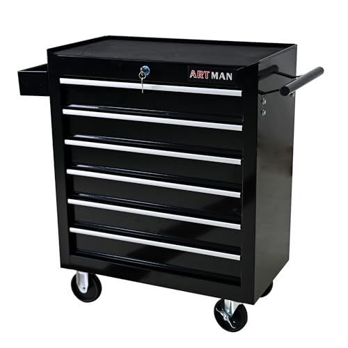 6 Drawers Rolling Tool Chest on Wheels, Multifunctional Tool Cart Tool Storage, Drawers Rolling Tool Trolley Organizer Tool Case for Garage,Warehouse,Workshop,Repair Shop (6 Drawers-Black) - color: Black, size: 6 Drawers
