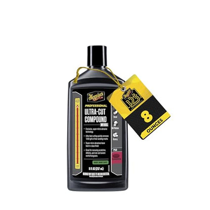Meguiar’s Mirror Glaze M105 Ultra-Cut Compound, Car Rubbing Compound for Removing Scratches and Heavy Swirls While Adding Shine, Safe and Effective on All Glossy Car Paint and Clear Coats, 8 oz - size: 8 Oz, style: Ultra-Cut Compound