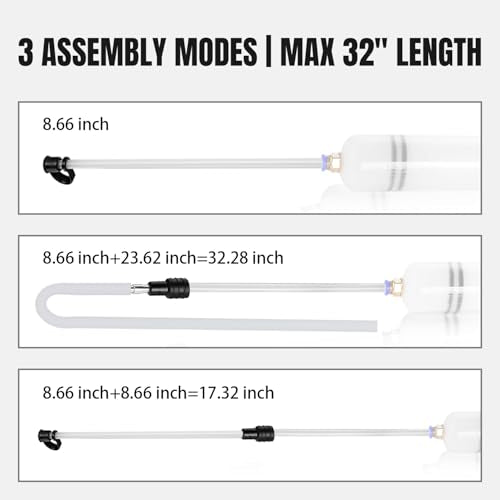 Thorstone 200cc Fluid Extractor Pump with 60cm Hose | Manual Oil Change Syringe with 60cm Rubber Hose and 2pcs 22cm PVC Tubes for Fluid Transfer - size: 200cc(60cm）