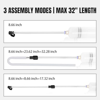 Thorstone 200cc Automotive Fluid Extractor Pump, Manual Oil Change Syringe with 50cm Rubber Hose & 2pcs 22cm PVC Suction Tubes - size: 200cc (50cm hose)