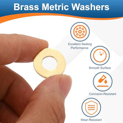 PATIKIL M8 Brass Flat Washer, 50 Pcs 8mm ID 18mm OD 1.5mm Thick Metric Washers Metal Sealing Gasket Ring for Screws Bolts Factories Home Outdoor Projects - size: M8 x 18 x 1.5mm