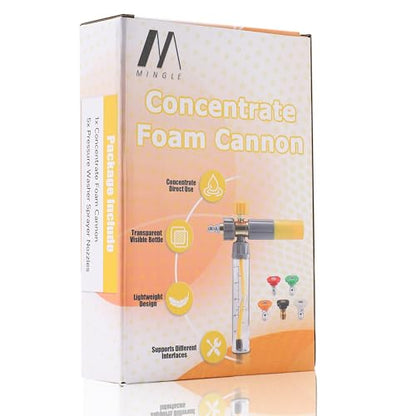 M MINGLE Mini Foam Cannon, Pressure Washer Foam Cannon with 5 Nozzle Tips | Undiluted Thick Adjustable Foam, 1/4" Quick Connect, Ideal for Car Wash, Patio & Deck Cleaning - size: 100 ML