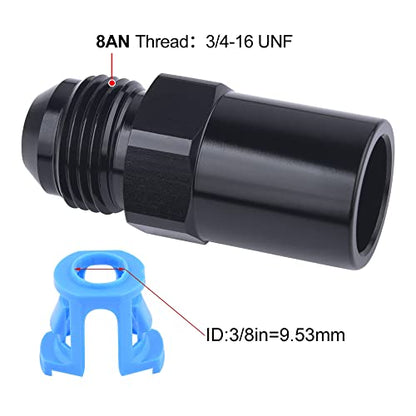 EVIL ENERGY 8AN Male to 3/8" Quick-Disconnect Female Push-On Fitting, 2PCS | 6061-T6 Aluminum, 3/4-16 UNF Thread, 37° Flare Sealing, Plastic Spring Lock - size: 8AN to 3/8