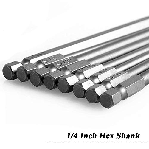 Mesee 8Pcs Magnetic Torx Head Screwdriver Bits with 1/4 Inch Shank, T8-T40 S2 Steel Star Torx Screwdriver Bit Set for Woodworking Home Repairing Tool Accessory - 100mm Length - size: 100mm