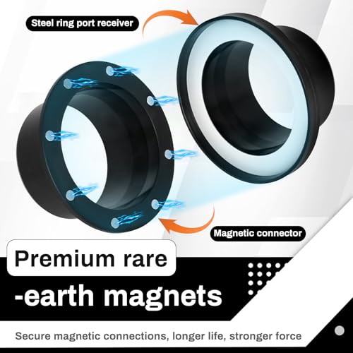 Magnetic Dust Collection Fittings 10-Pack for 4" Shop Vac Hoses | Quickly Switch Hoses Between Woodworking Machines, Neodymium Magnet - size: 4" Magnetic Starter Kit 10-Pack